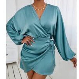 Zara satin wrap dress.